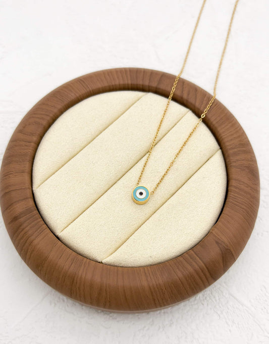 AN816 Gold Mini Blue Eye Necklace